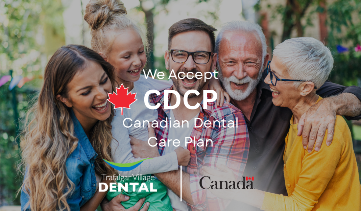 CDCP dentist at Trafalgar Village Dental demonstrating proper brushing and flossing techniques in Oakville