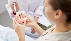 Dental implants maintenance care demonstration at Trafalgar Village Dental in Oakville